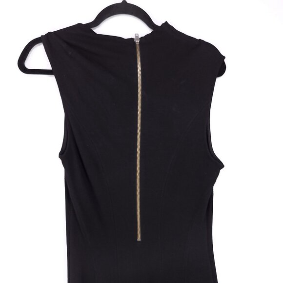 Helmut Lang Black Sheath Dress Large Back Zip Sleeveless Stretch Asymmetrical - Picture 4 of 11